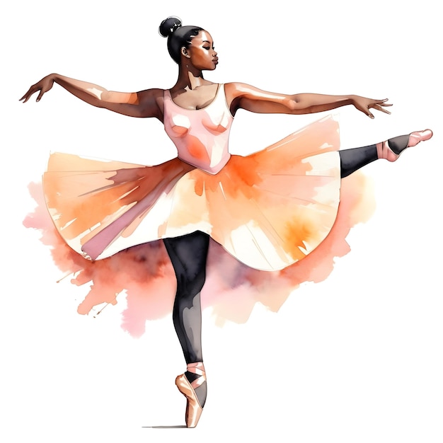 Watercolor illustration of a ballerina dancing