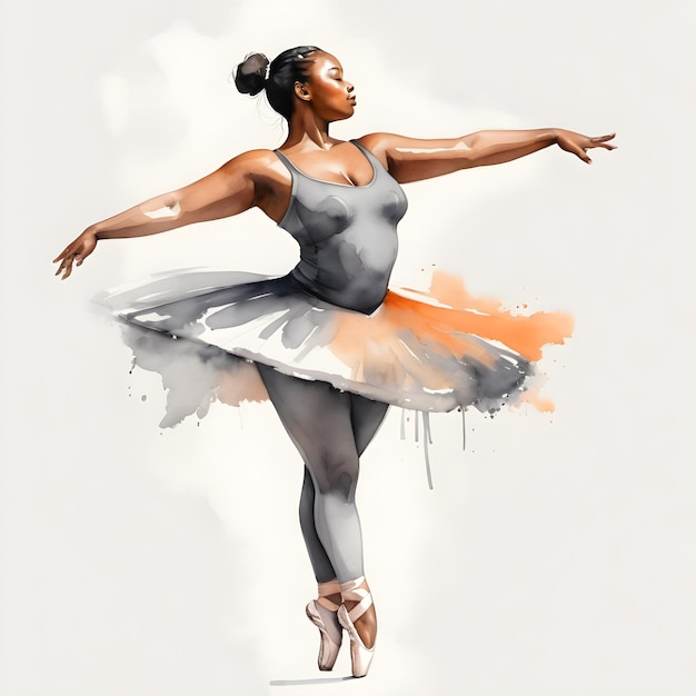 Watercolor illustration of a ballerina dancing