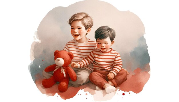 Watercolor illustration of banner for national siblings day