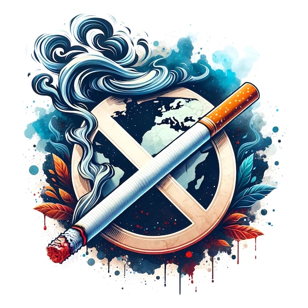 Watercolor illustration of banner for world no tobacco day