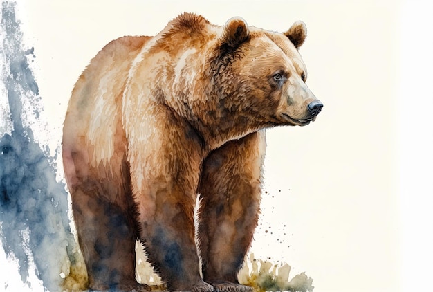 Watercolor illustration of a bear isolated on white