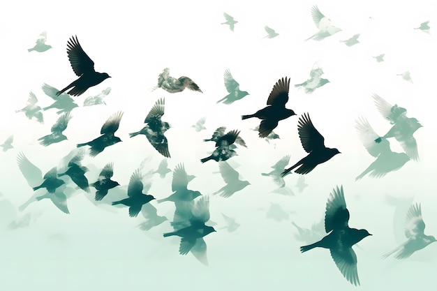 Watercolor illustration of birds isolated on white background neural network ai generated