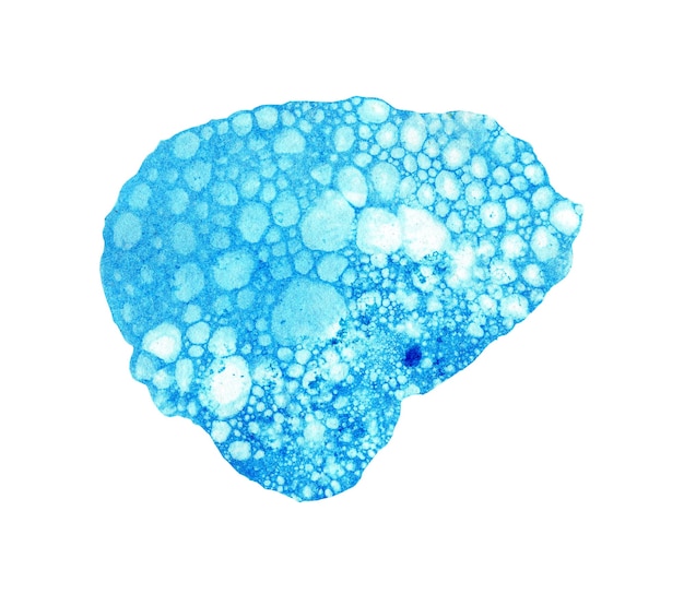 Watercolor illustration blue spot background with bubbles foam Artistic background pattern