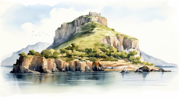 Photo watercolor illustration of cape of turkey in the style of realistic and hyperdetailed renderings