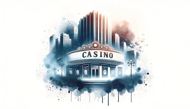 Watercolor illustration of casino banner