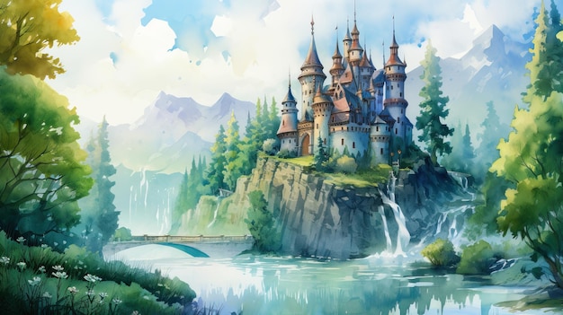 城の水彩画