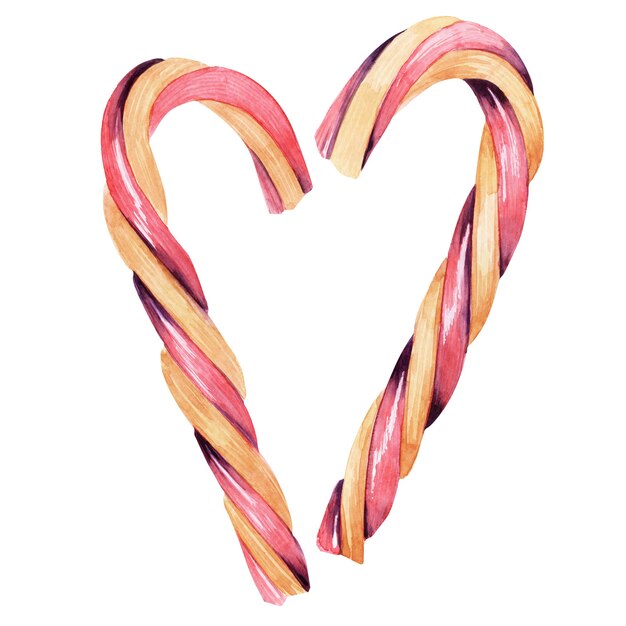 Watercolor illustration of christmas candy cane