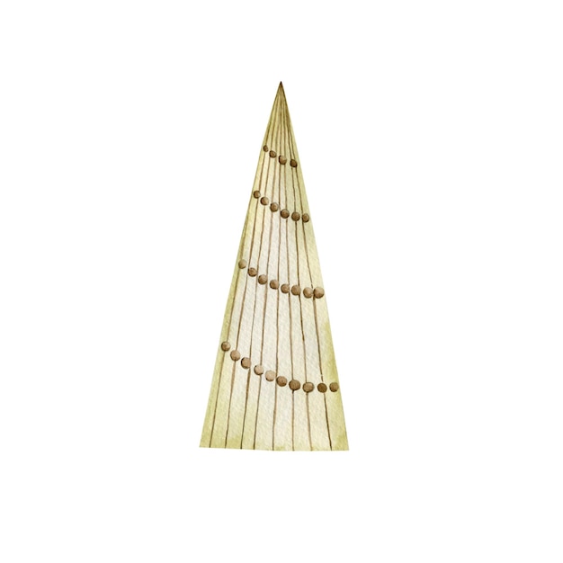 白い背景に分離されたクリスマス ツリーの水彩イラスト。