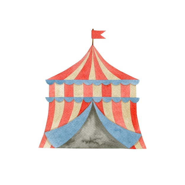 watercolor illustration circus tent