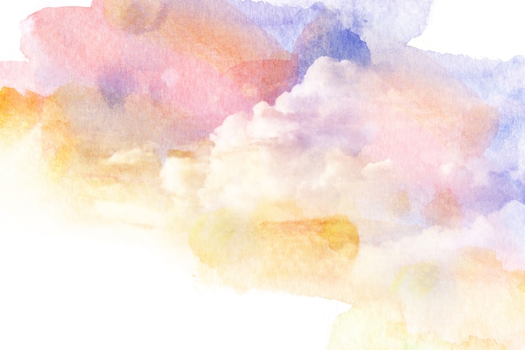 Photo 구름과 화려한 하늘의 수채화 그림
