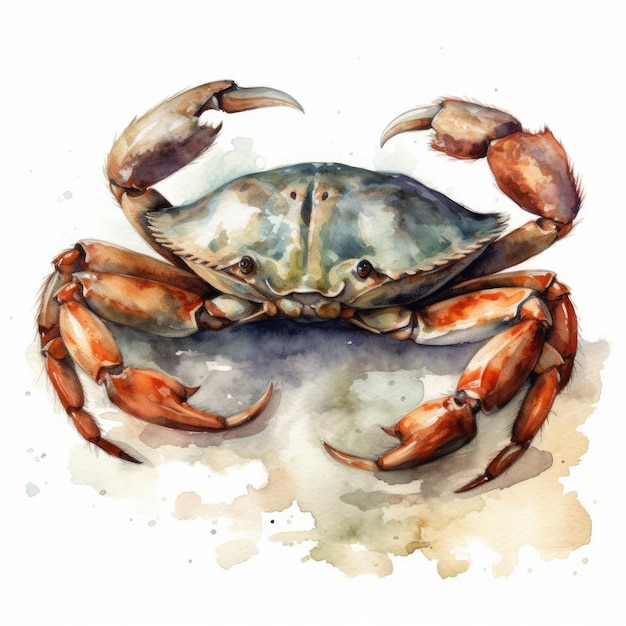 Watercolor illustration of a crab