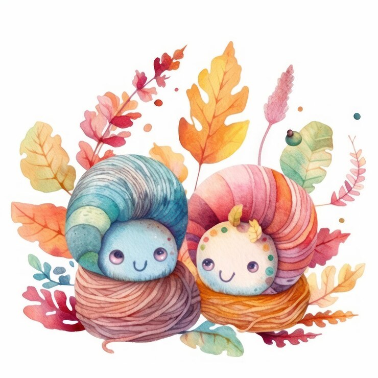 Premium Photo | A watercolor illustration of a cute couple of yarn birds.