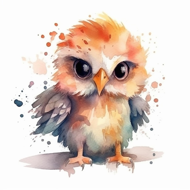 Watercolor illustration of a cute eagle isolated on white background