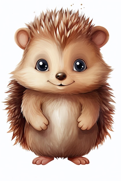 Watercolor illustration cute hedgehog clip art