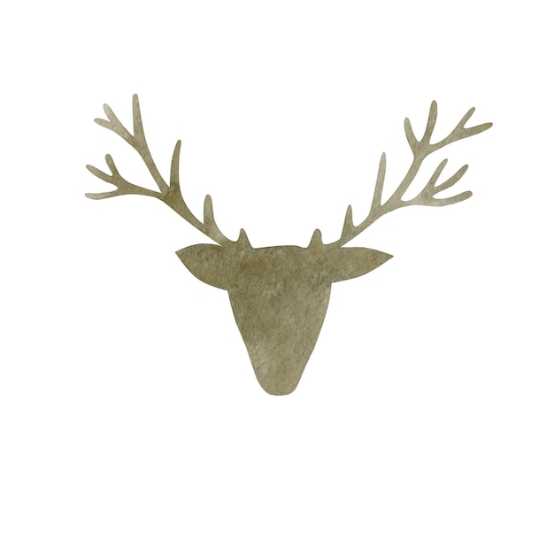 Watercolor illustration of deer head