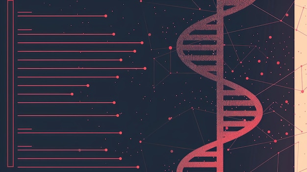 watercolor illustration DNA Day abstract background dna structure pink lines on a dark background vintage style copy space place for text