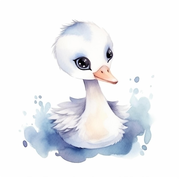 Watercolor illustration of a duck