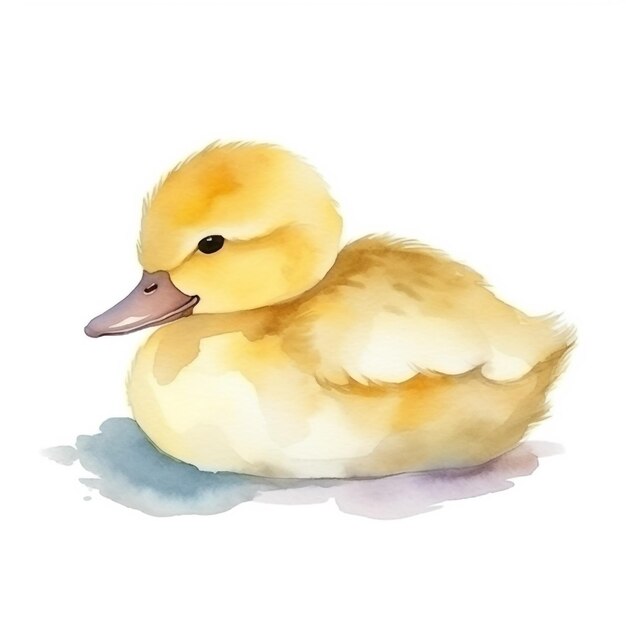 Watercolor illustration of a duckling watercolor