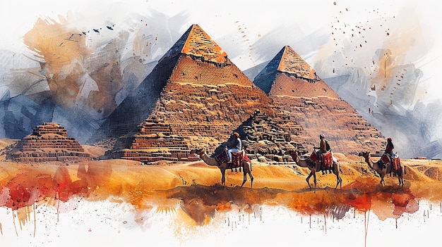 Watercolor illustration of Egypt