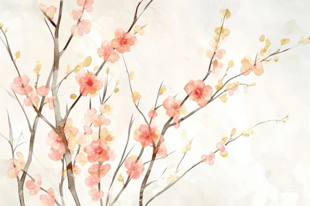 Watercolor illustration of first spring flowers