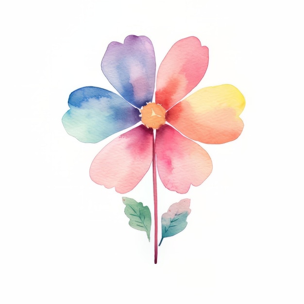 Watercolor illustration of a flower isolated on a white background
