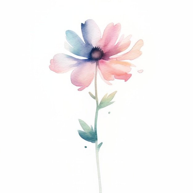 Watercolor illustration of a flower isolated on a white background