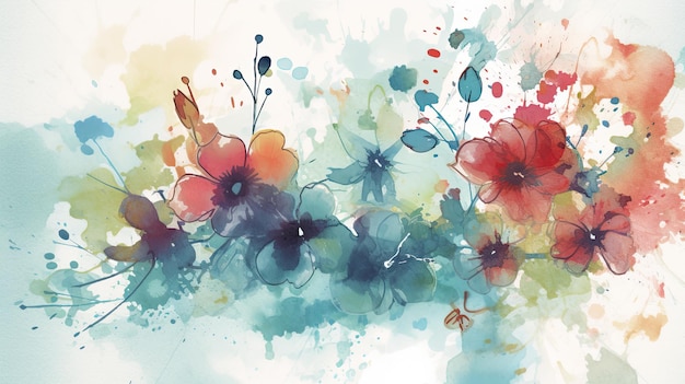 花の水彩イラスト