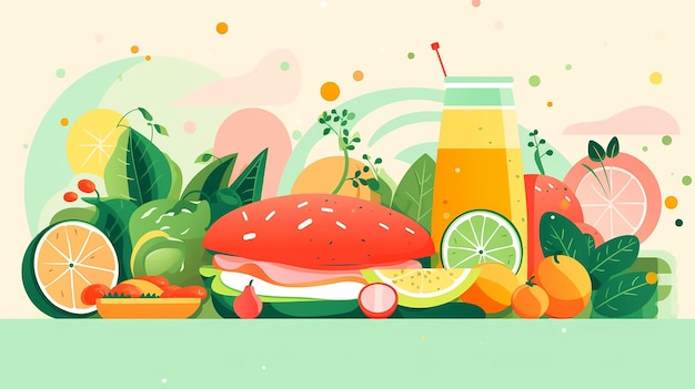 Watercolor illustration of food background