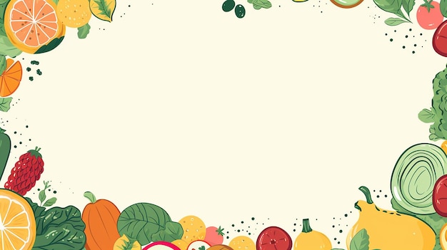 Watercolor illustration of food border for background