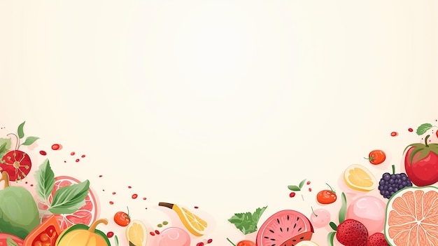 Watercolor illustration of food border for background