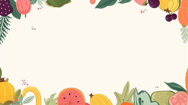 Watercolor illustration of food border for background