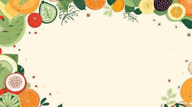 Watercolor illustration of food border for background