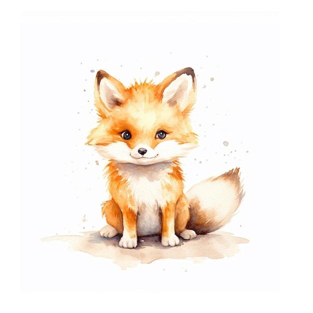 A watercolor illustration of Fox Clipart