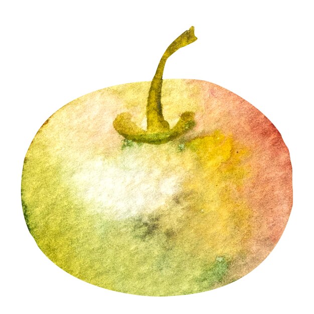 Foto illustrazione ad acquerello di una mela fresca e succosa disegnata a mano