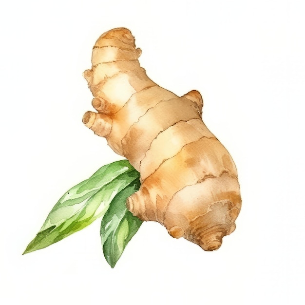 Watercolor illustration of a ginger root