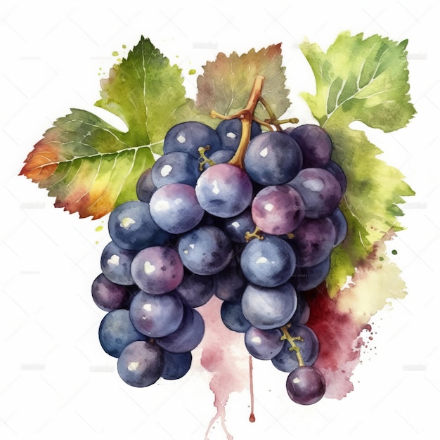 Watercolor illustration of grapes