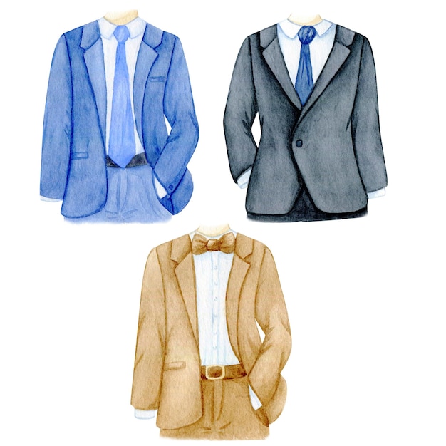 watercolor illustration of the groom in a suit