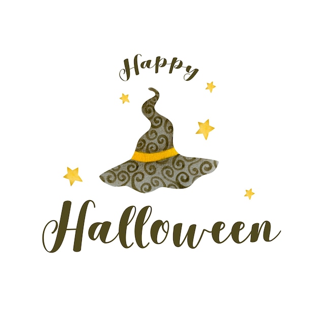 Watercolor illustration of halloween holiday greeting card background banner happy halloween