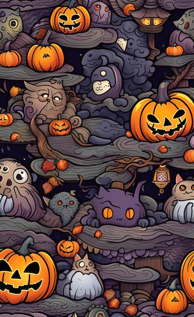 Foto illustrazione acquerello halloween e tema vacanze cartoon doodle stampa molto carina per lo sfondo