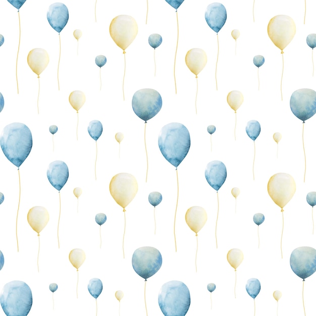 watercolor illustration hand drawn seamless pattern with balloons