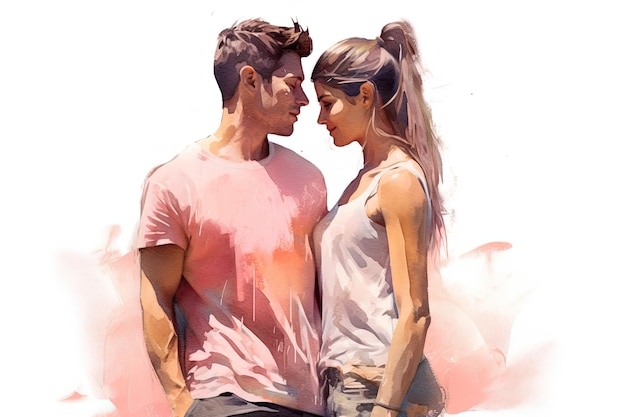Watercolor illustration Hand Painted Man and Woman
