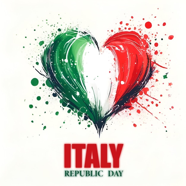 Watercolor illustration of heart for republic italy