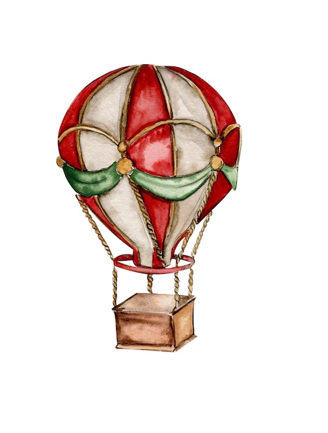 Photo watercolor illustration of a hot air balloon