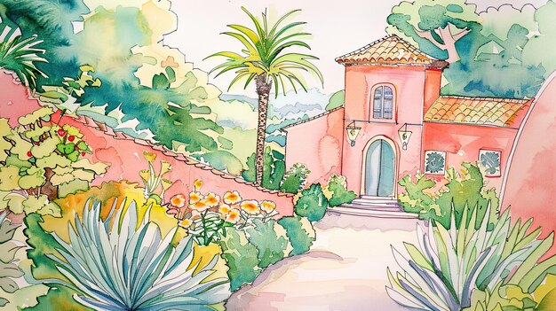 Photo watercolor illustration of a house