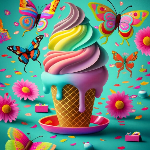 Watercolor illustration of ice cream