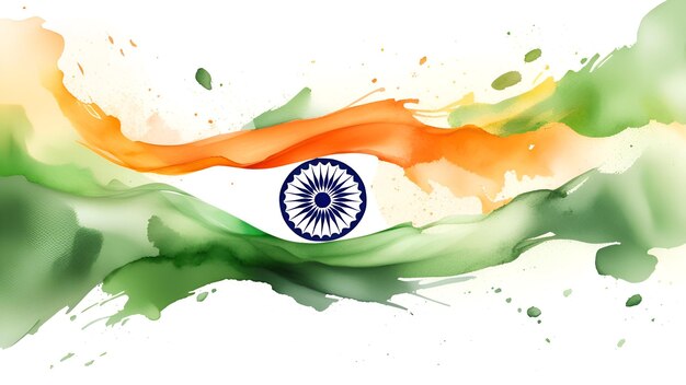 Photo watercolor illustration of indian flag