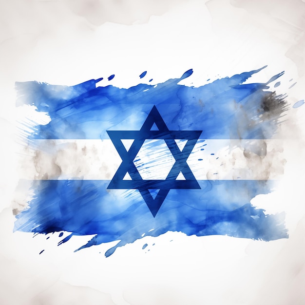 Watercolor illustration of Israel flag AI generated