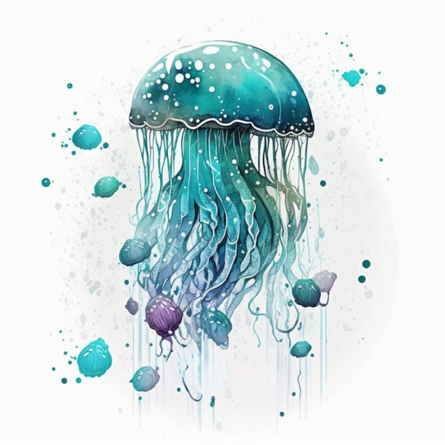 a watercolor illustration of a jellyfish on a white background