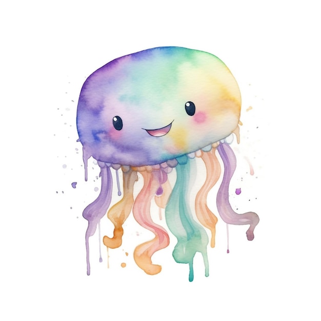 A watercolor illustration of a jellyfish.