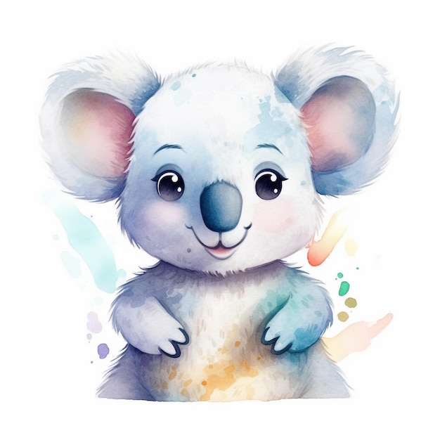 Watercolor illustration of a koala bear